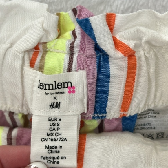 Lemlem H&M Womens High Waist Lightweight Breathable Linen Blend Stripe Shorts S - Picture 9 of 13